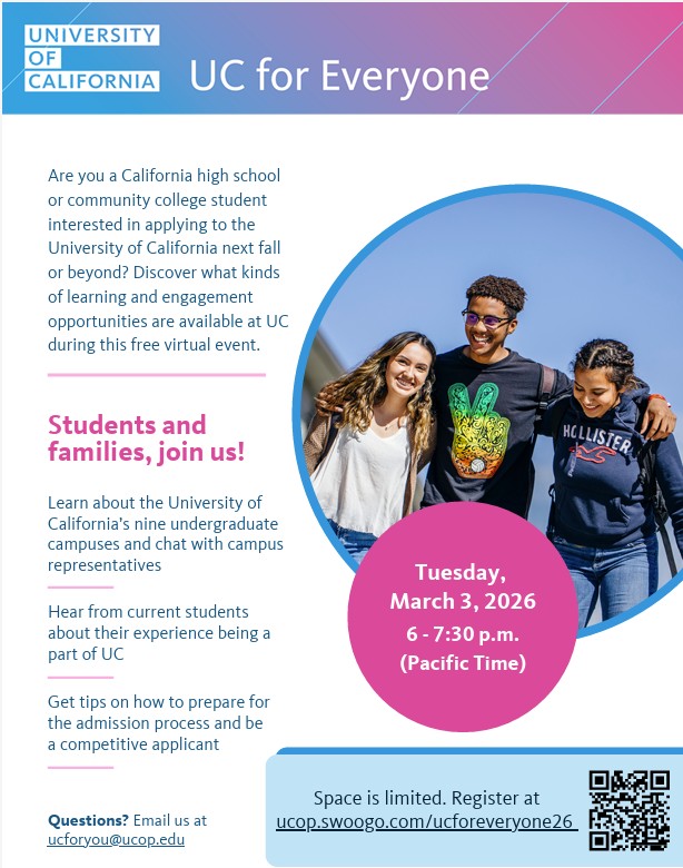 UC for Everyone Presentation Tuesday, March 3rd 6:00 - 7:30PM